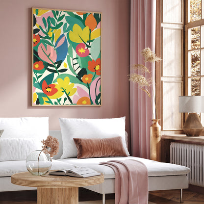 Eclectic Colorful Flowers Painting Print