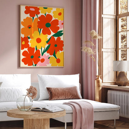 Retro Colorful Vibrant Flowers Poster