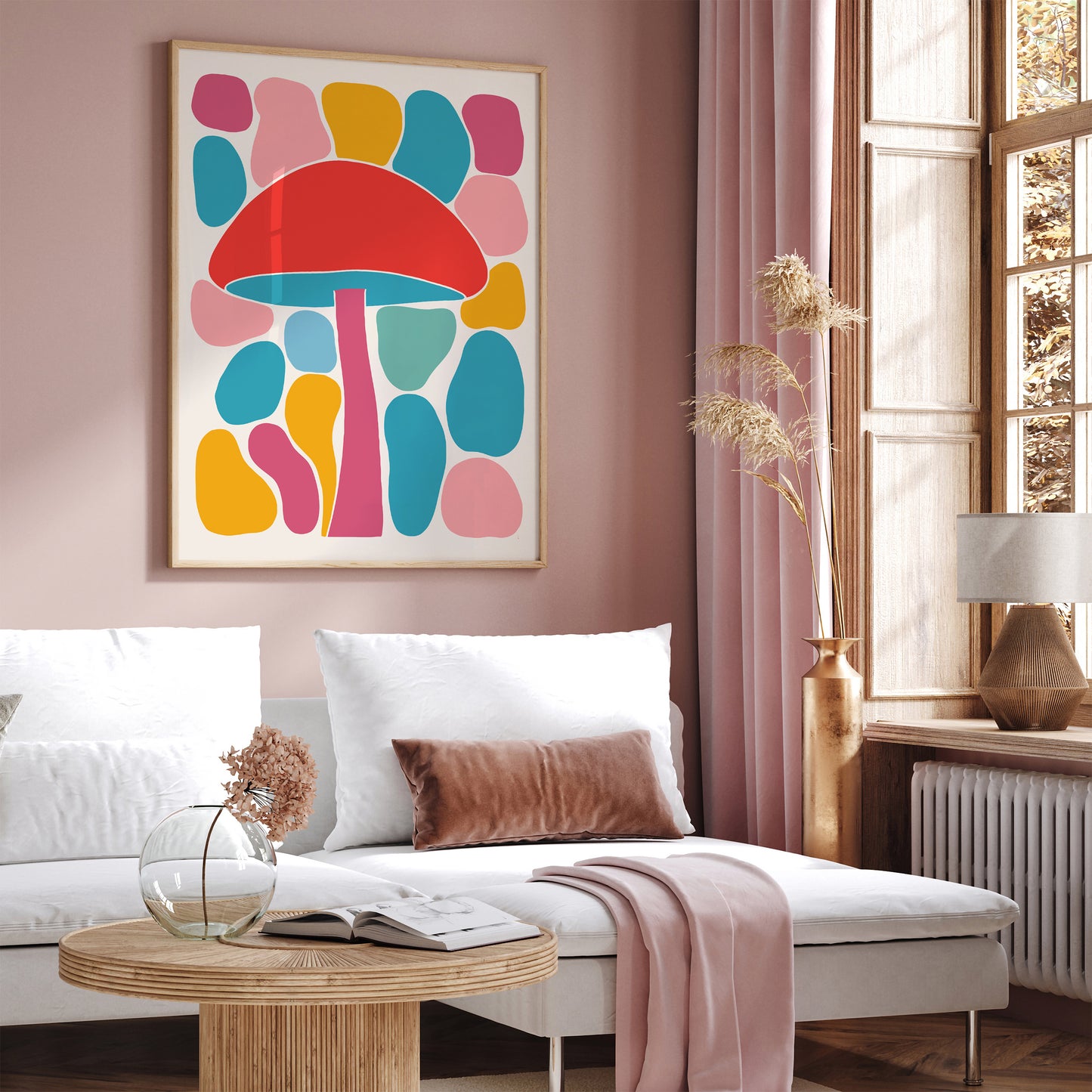 Colorful Mushrooms Kids Room Wall Art