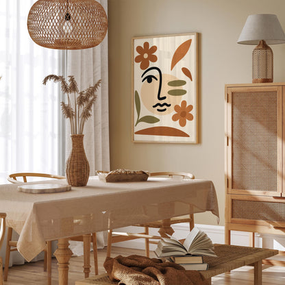 Boho Line Art Face Abstract Poster