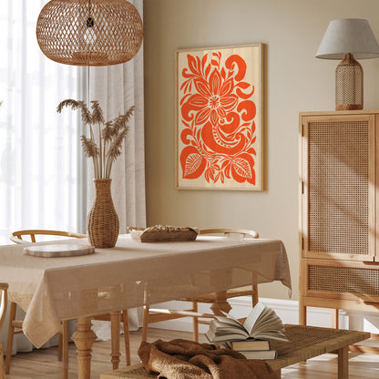 Orange Botanical Wall Art Print