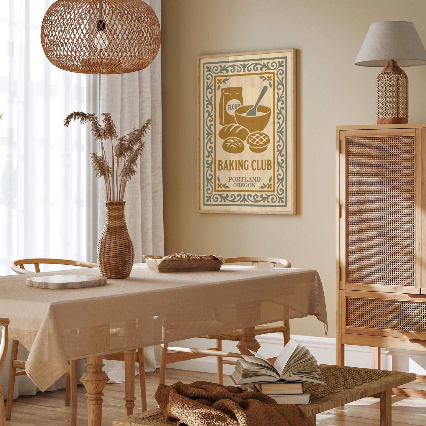 Baking Club Portland Oregon Poster - Kitchen Wall Art