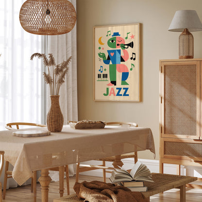 Jazz Music Poster - Abstract Musician in Paul Klee Style