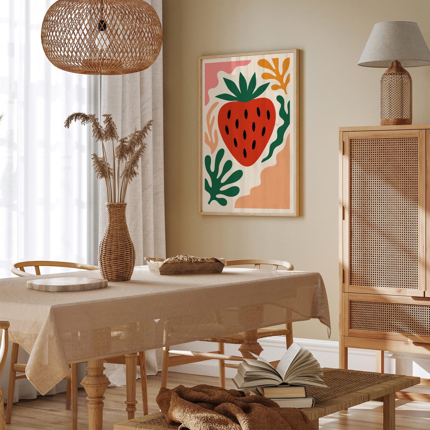 Bohemian Retro Strawberry Poster