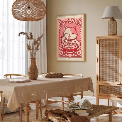 Funny Ramen Cat Poster – Asian Food Wall Art