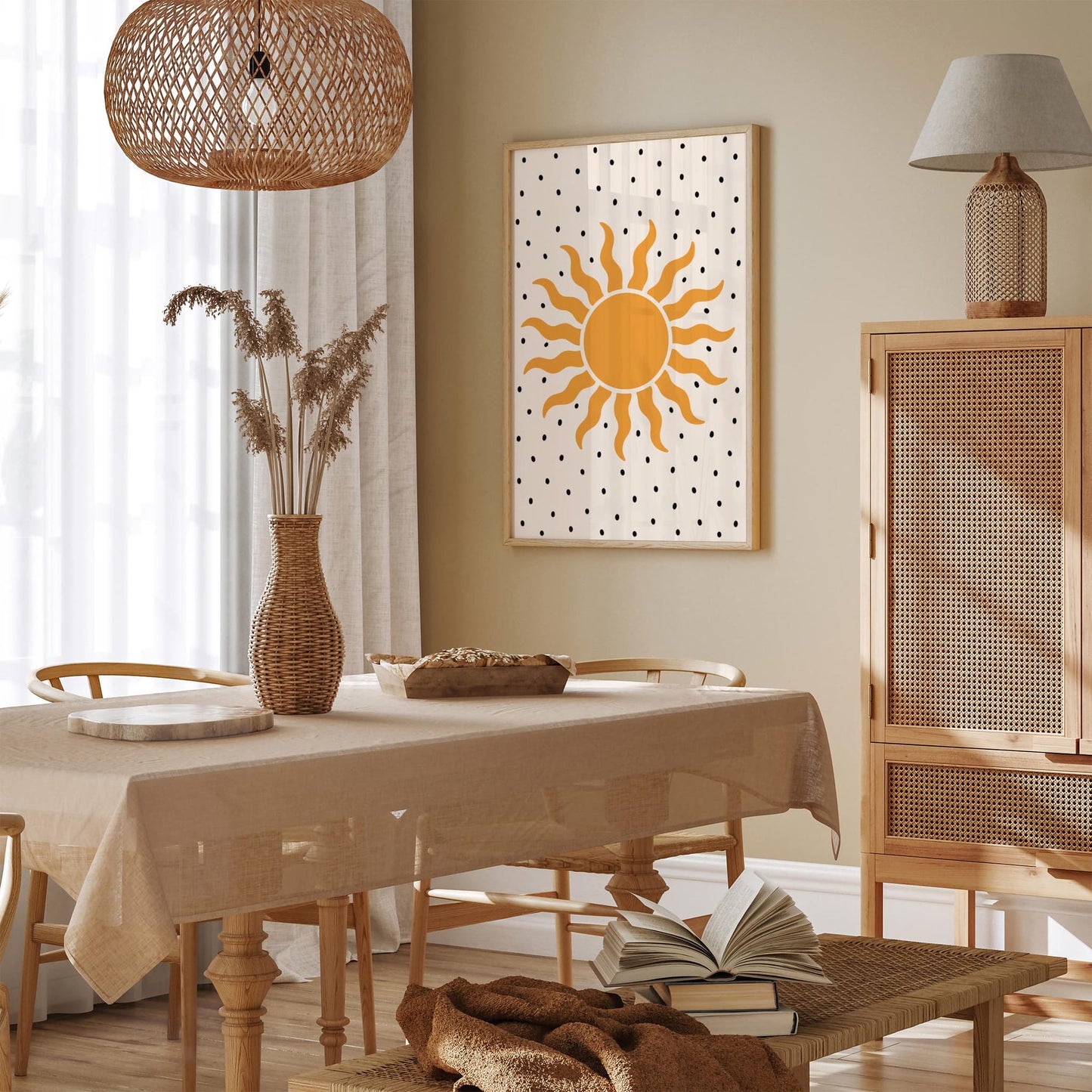 Yellow Sun Poster -Mid Century Modern Design