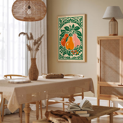 Retro Pear Poster – Colorful Fruit Wall Art