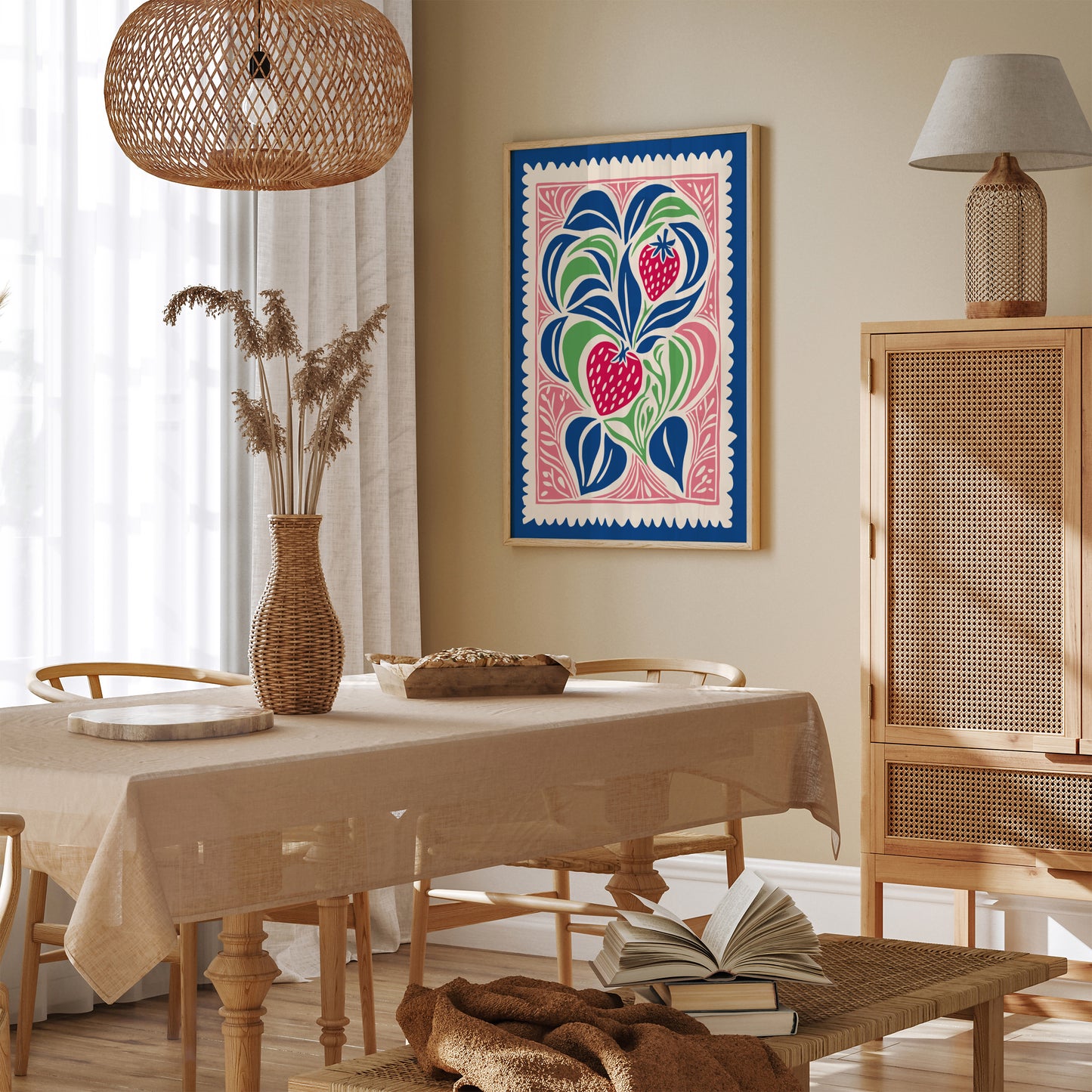 Retro Strawberry Art Print - Vintage Farmhouse