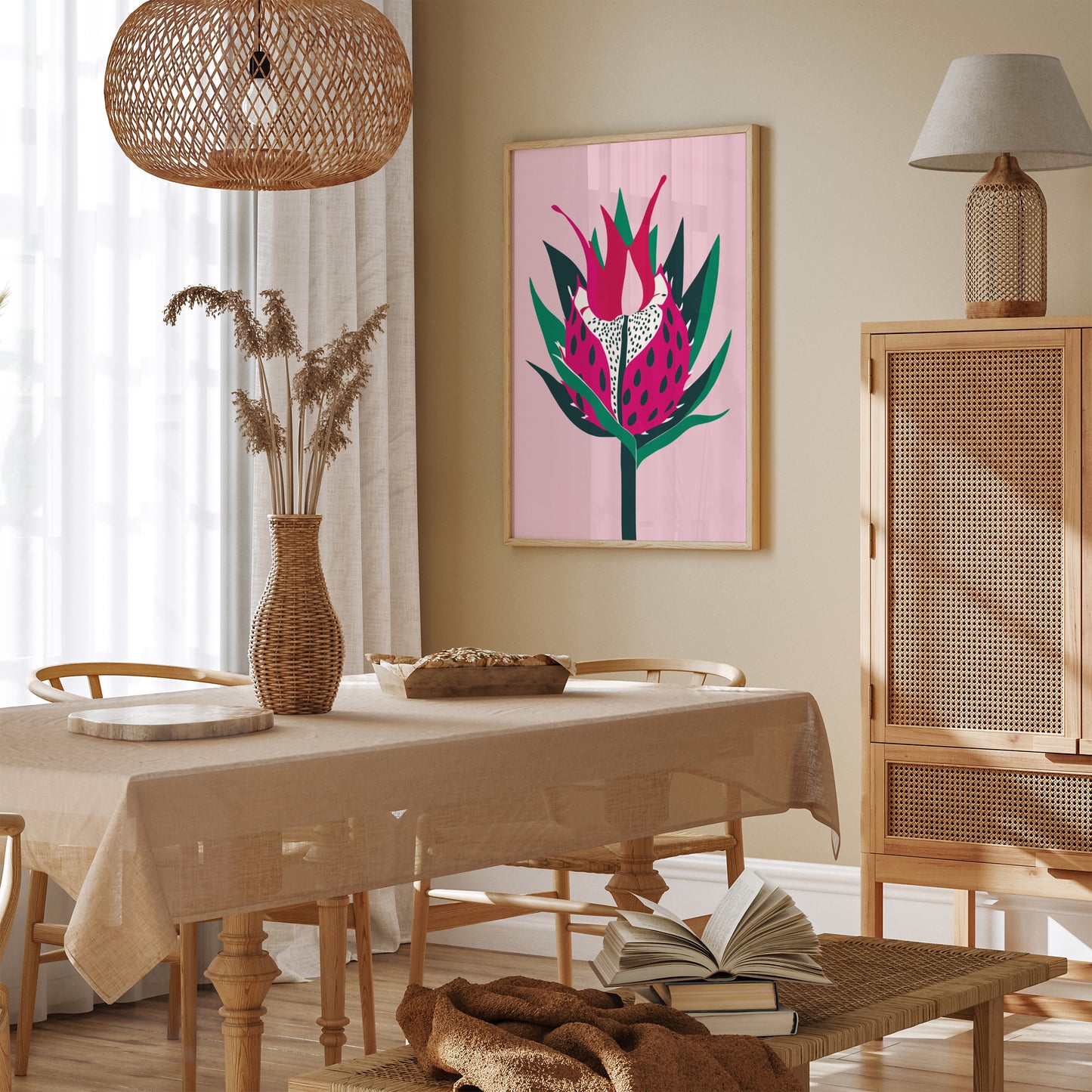 Dragon Fruit Pink Modern Kitchen Art