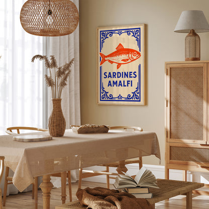 Sardines Amalfi Poster – Italian Coastal Kitchen Wall Art