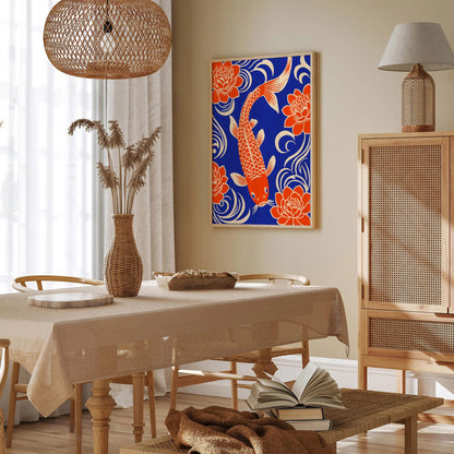 Blue Orange Fish Wall Art – Pond Nature Print