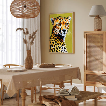 Wild Cheetah Green Background Poster