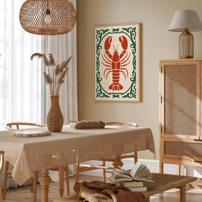 Red Lobster Poster - Kitchen Wall Decor