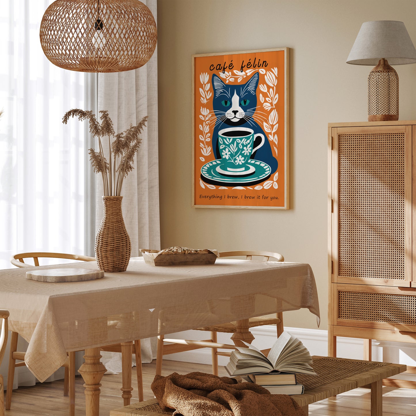 Cafe Felin Orange Kitchen Poster
