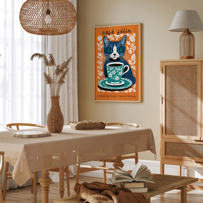 Cafe Felin Orange Kitchen Poster