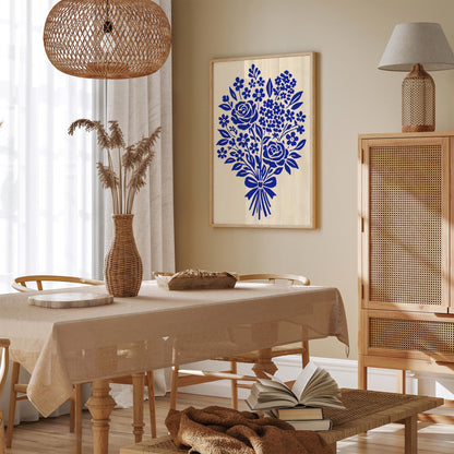 Blue Bouquet of Flowers Poster
