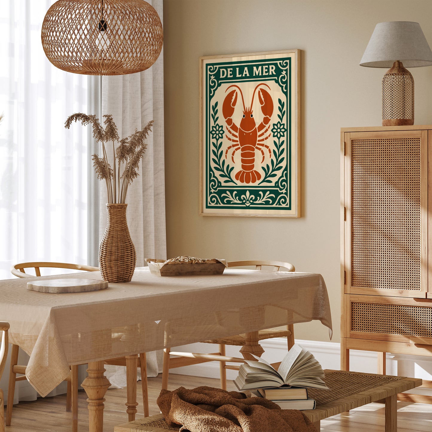 De La Mer, Red Lobster Art Print - Kitchen Wall Decor