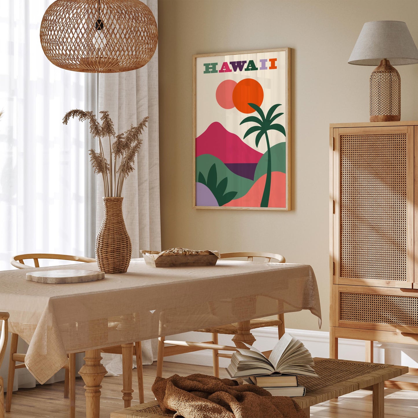 Hawaii Travel Poster - Colorful Abstract Landscape Print