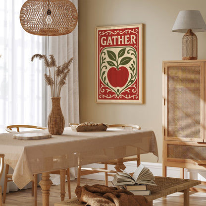 Gather Art Print - Kitchen Quote Poster