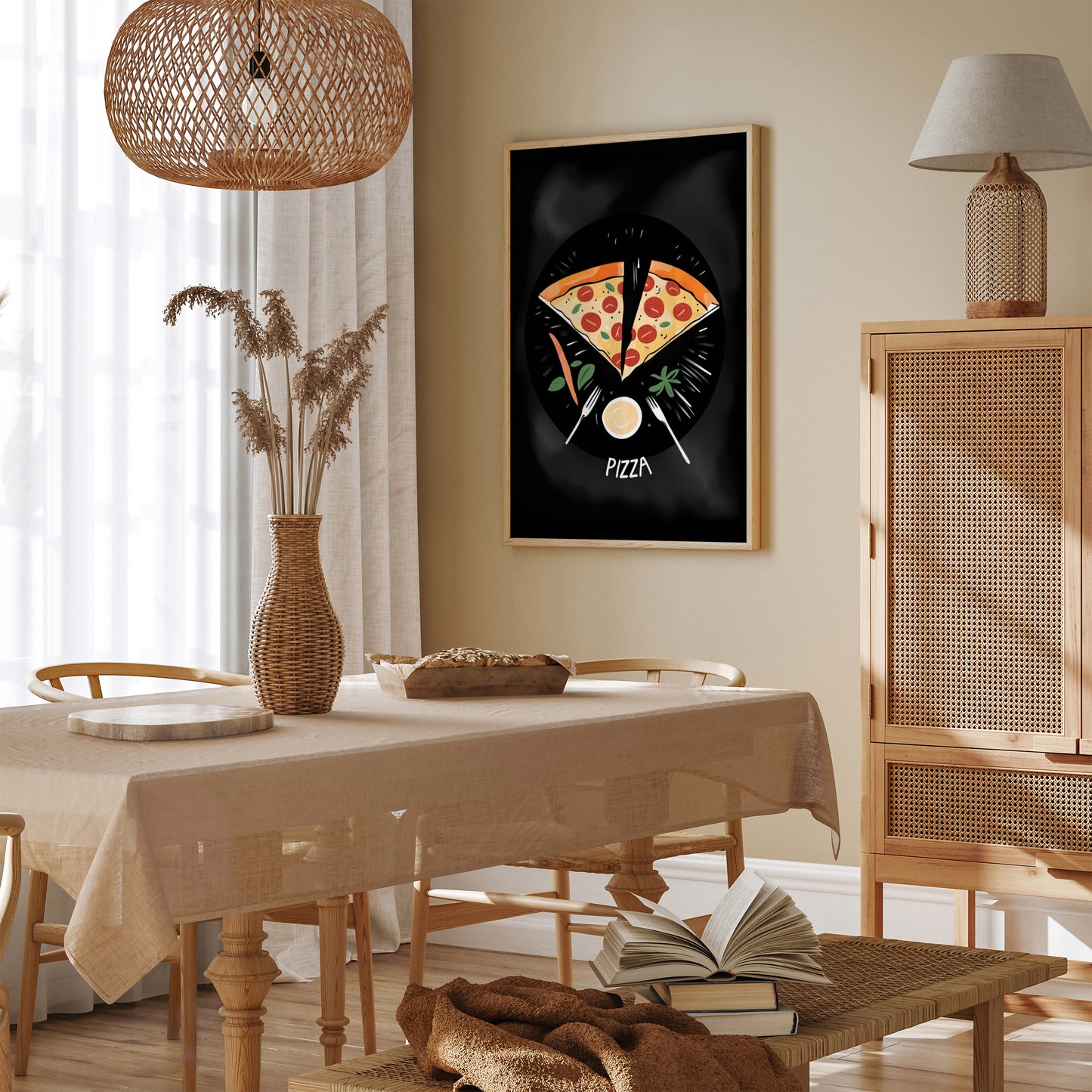 Pizza Kitchen Black Wall Art