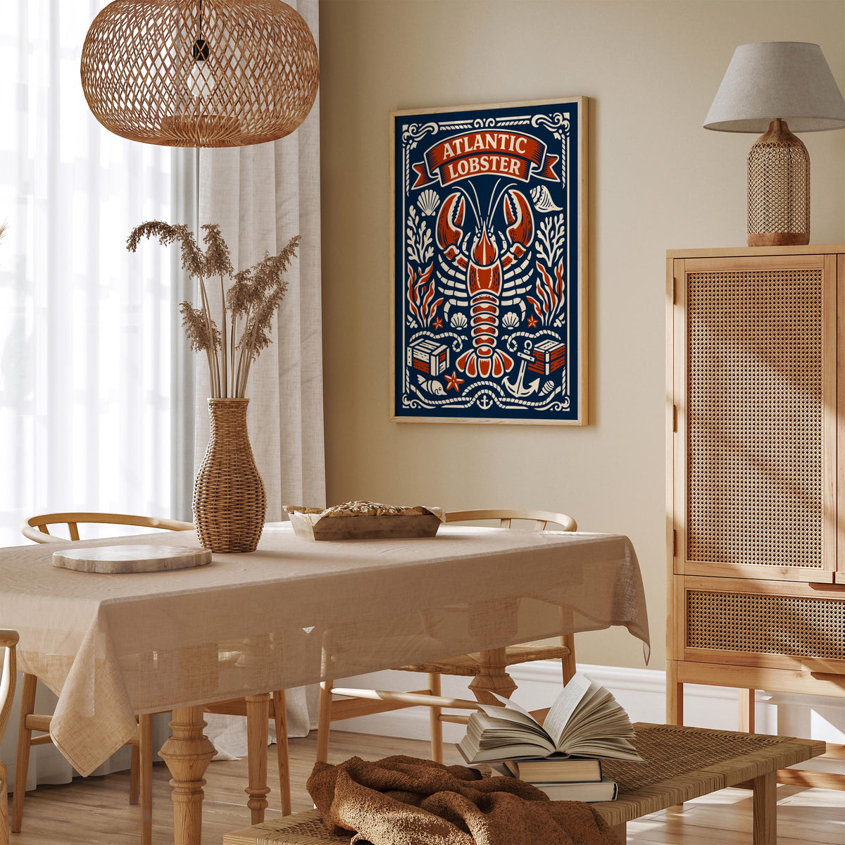 Atlantic Lobster Coastal Art Poster