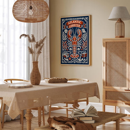Atlantic Lobster Coastal Art Poster