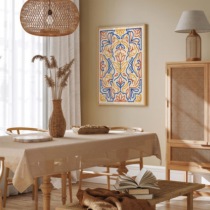 Mexican Talavera Floral Abstract Art Poster