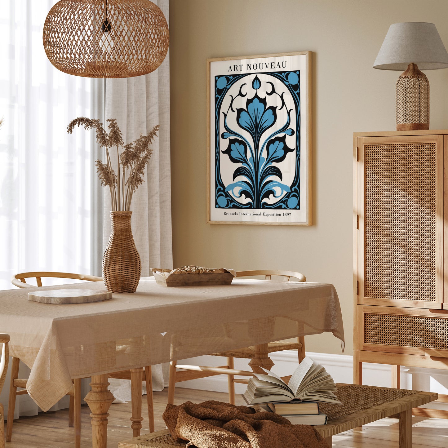 Art Nouveau Floral Blue Wall Art