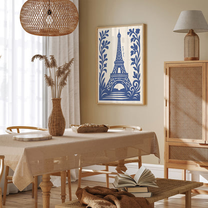 Eiffel Tower Blue Paris Art Print