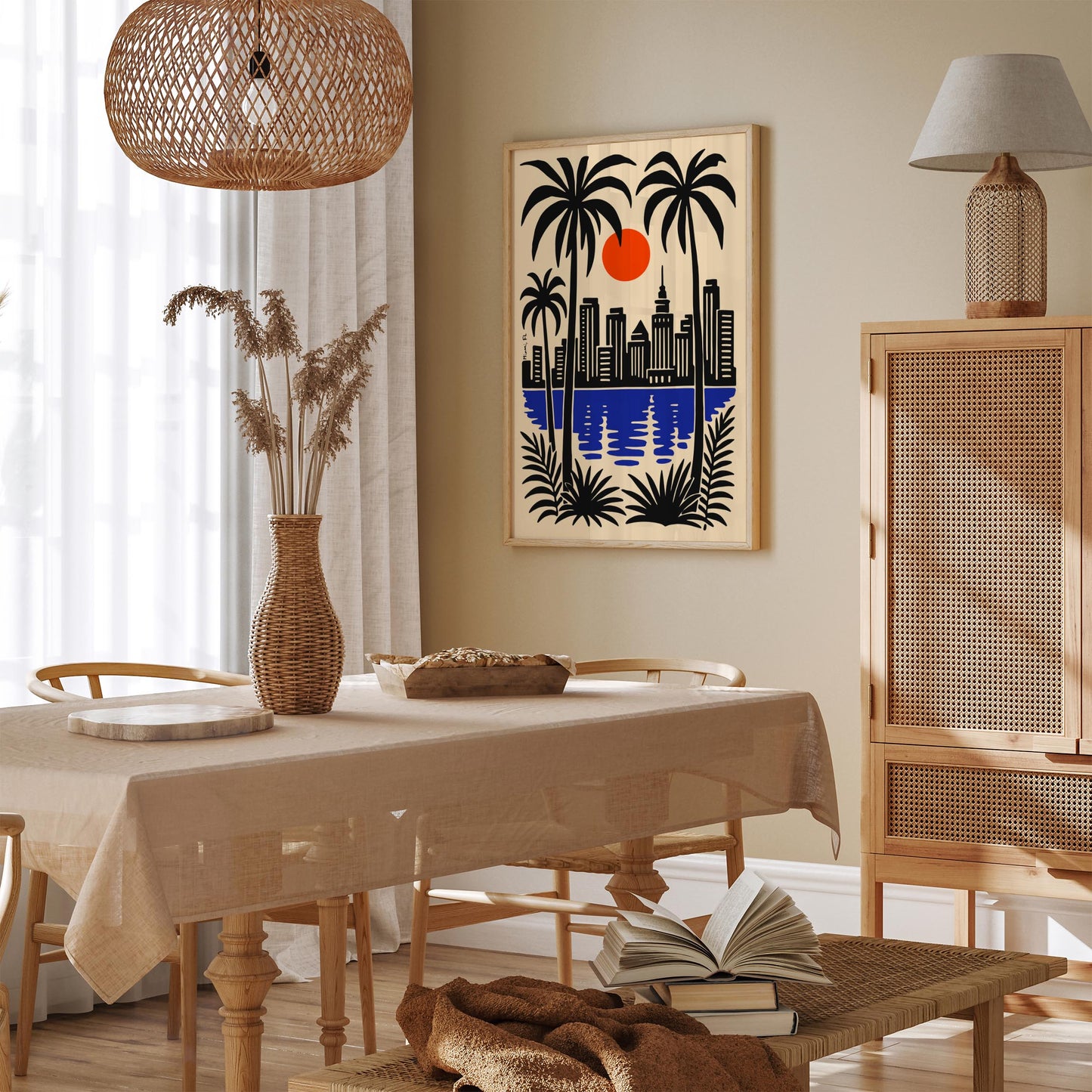 Miami Florida Poster - Cityscape Wall Art - Retro Travel Print