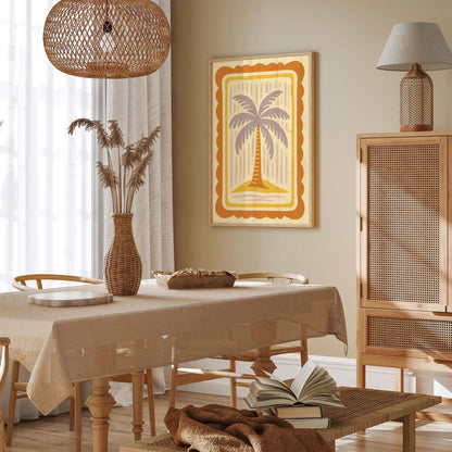 Boho Retro Butter Yellow Palm Tree Poster