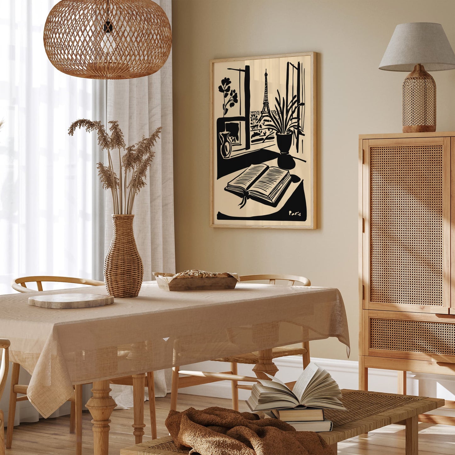 Paris Eiffel Tower and Book Poster