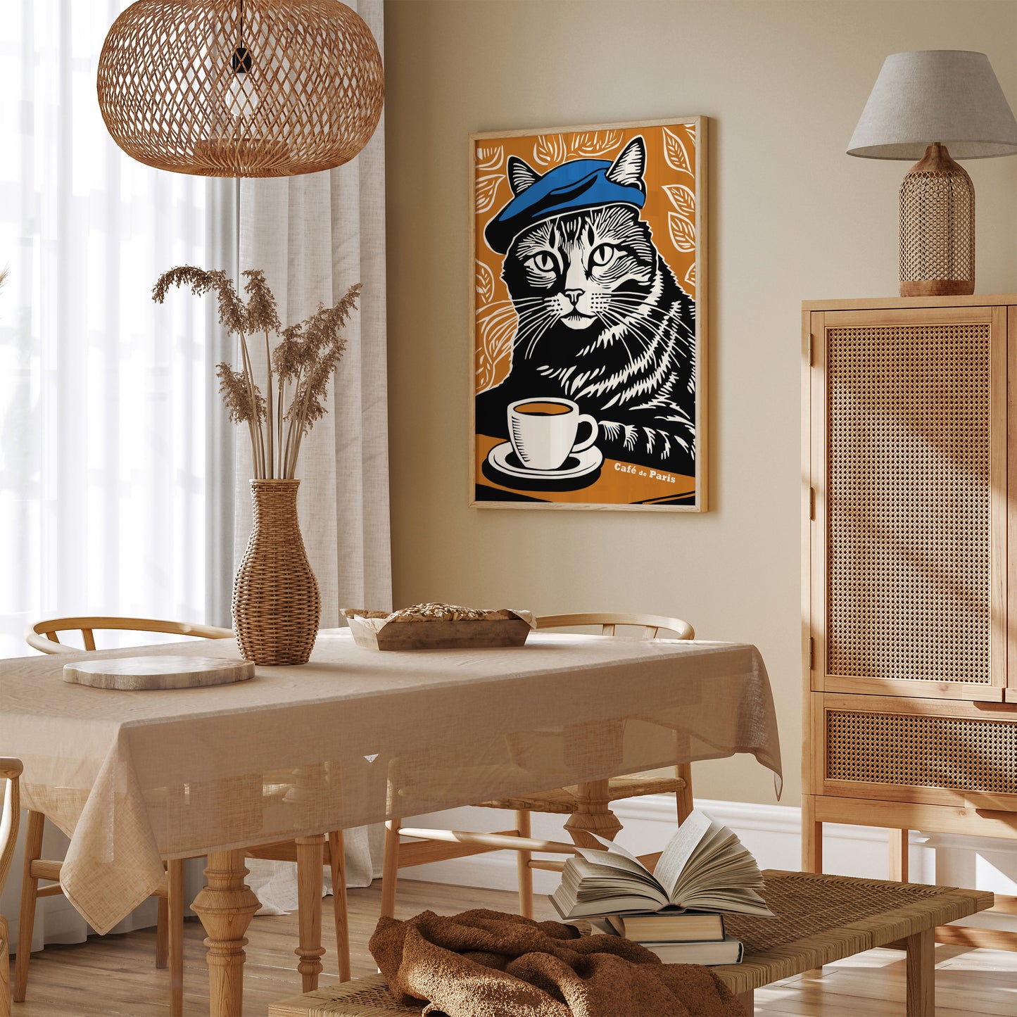 Cafe de Paris Cat Art Print