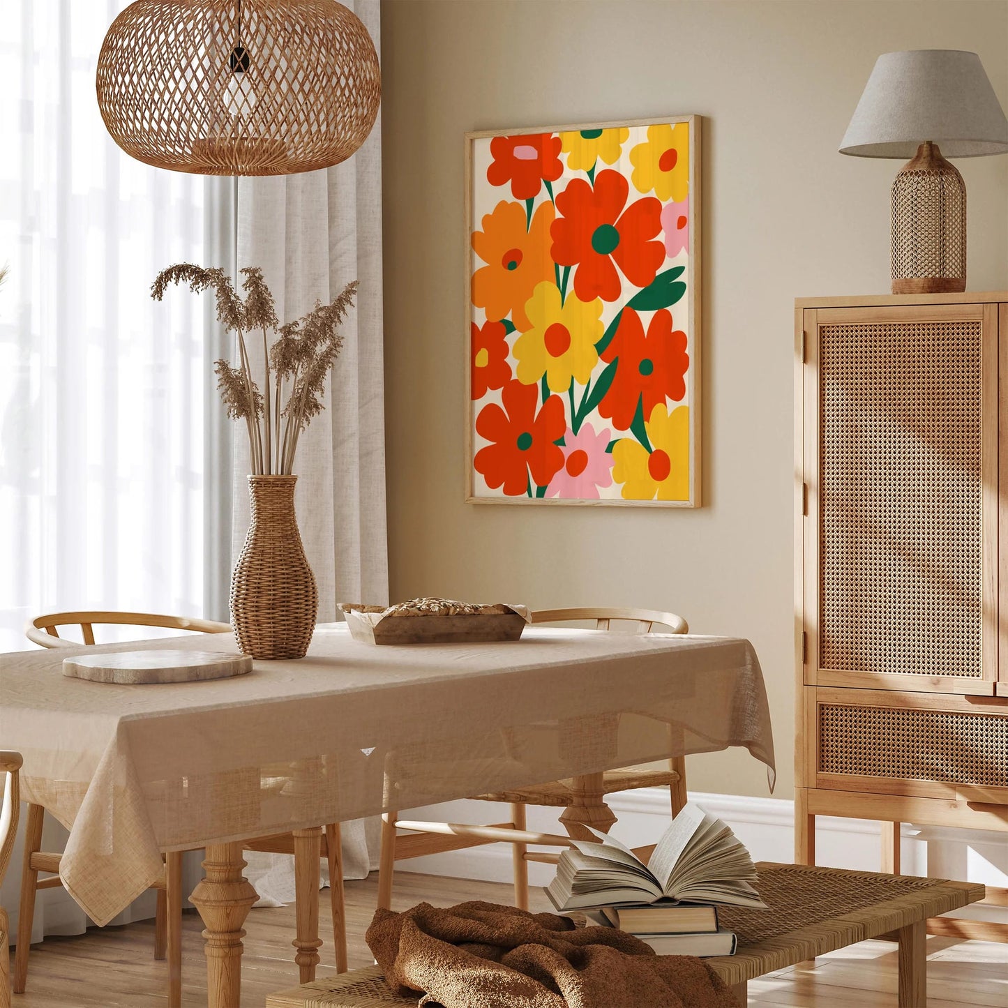 Retro Colorful Vibrant Flowers Poster