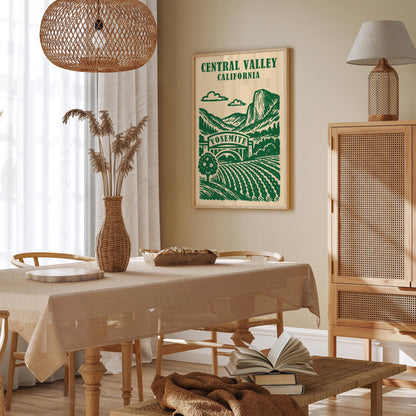 California Central Valley Green Travel Poster
