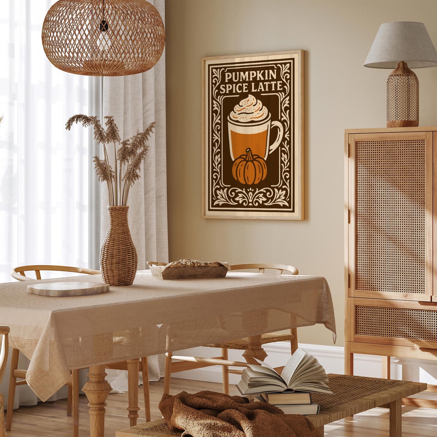 Pumpkin Spice Latte Poster - Brown Kitchen Wall Art Decor
