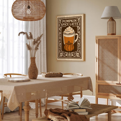 Pumpkin Spice Latte Poster - Brown Kitchen Wall Art Decor