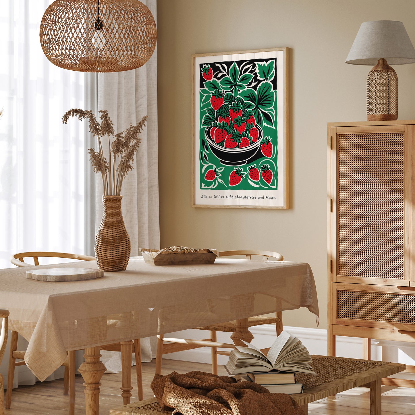 Strawberry Poster - Kitchen Retro Art