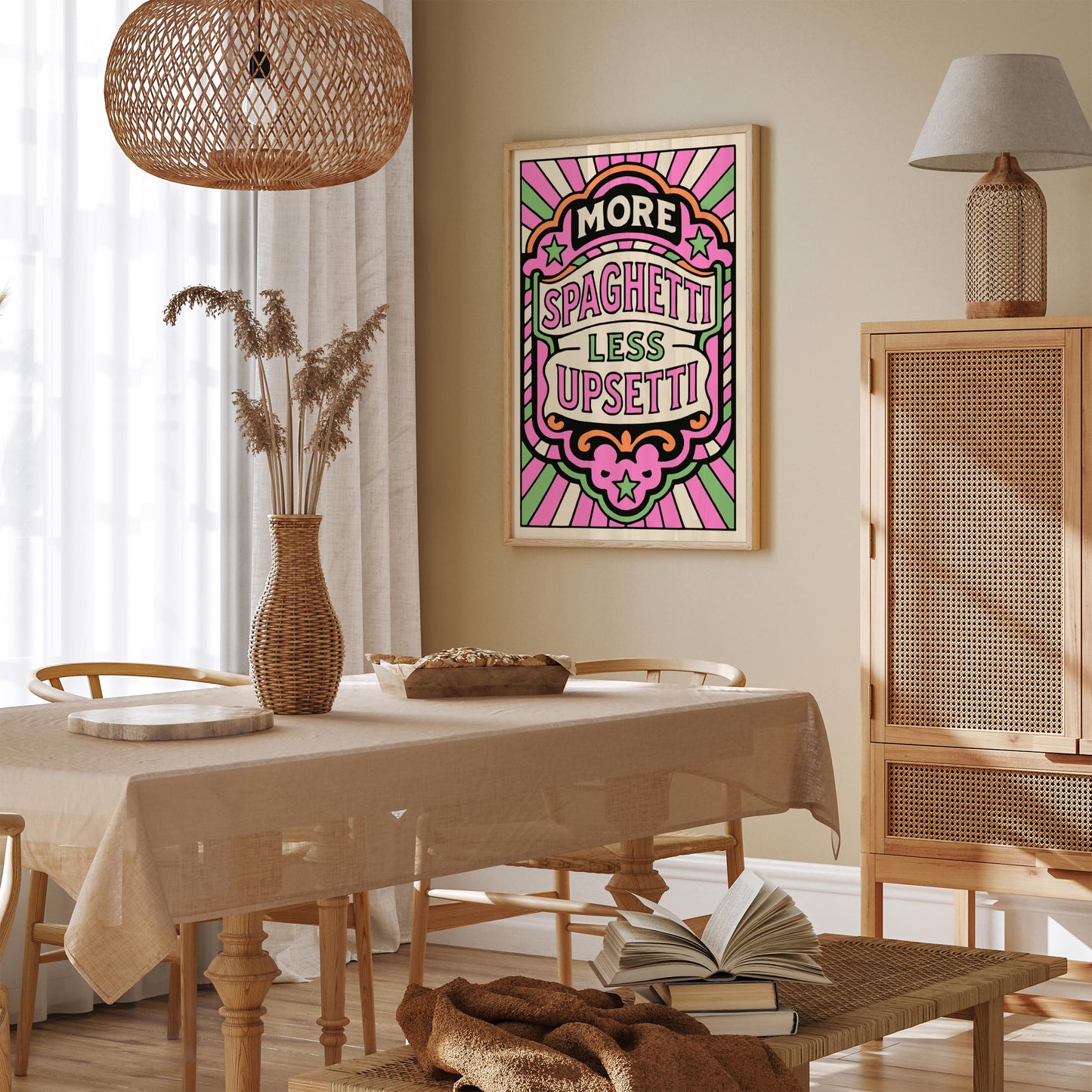 More Spaghetti Less Upsetti Poster - Funhouse Quote Art Print