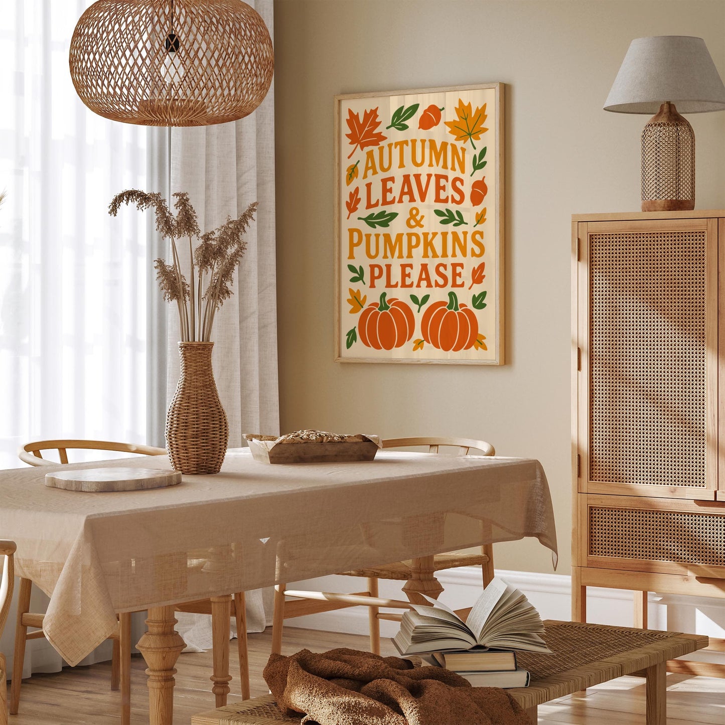 Autumn Leaves & Pumpkins Please Poster