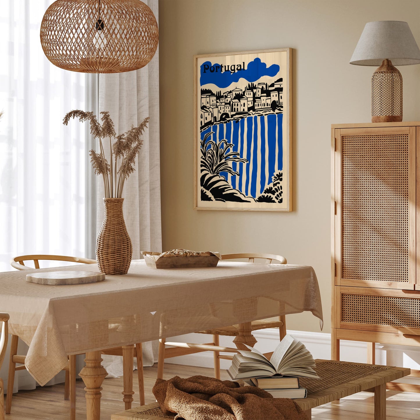 Portugal Cityscape Poster - Blue Travel Wall Art Print