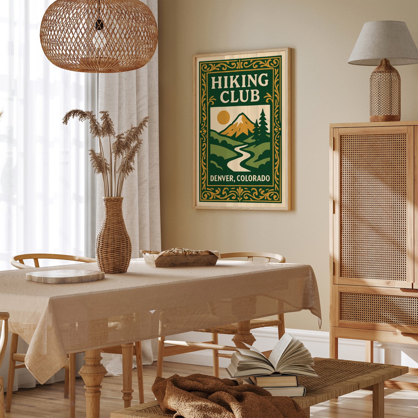 Hiking Club Denver Colorado Green Poster