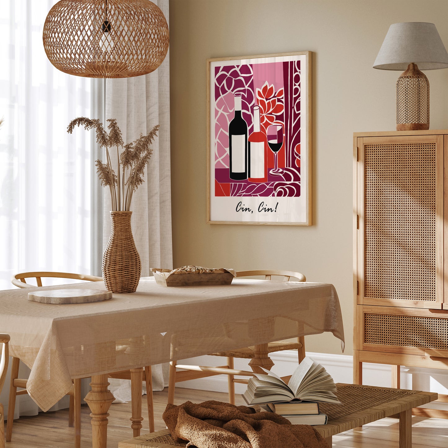 Cin Cin Wine Retro Art Print