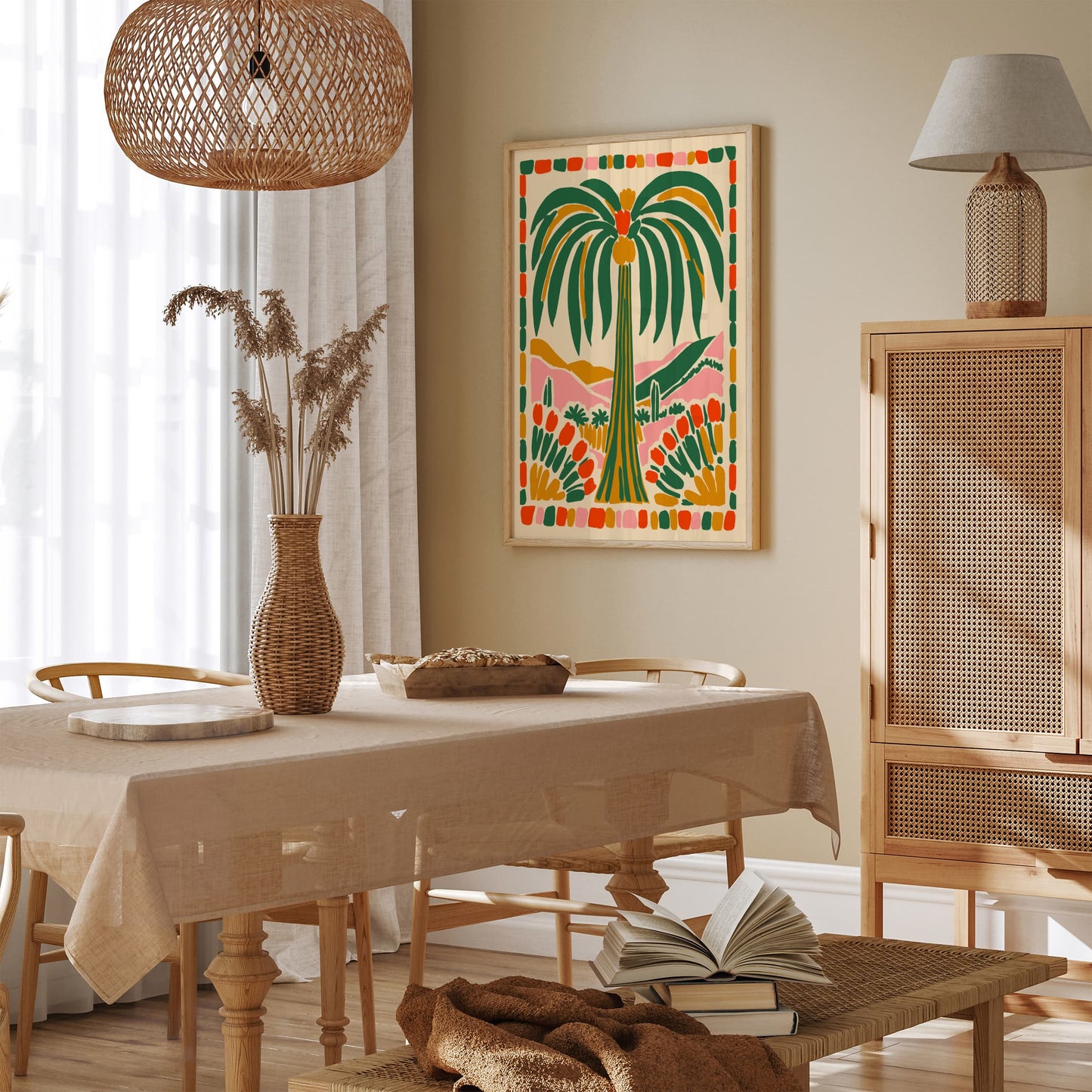 Colorful Palm Tree Poster Bohemian Home Decor