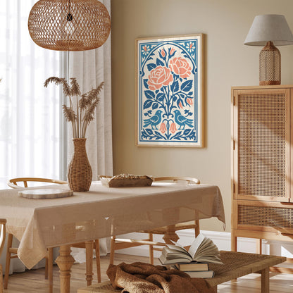 Roses & Birds Wall Art Print