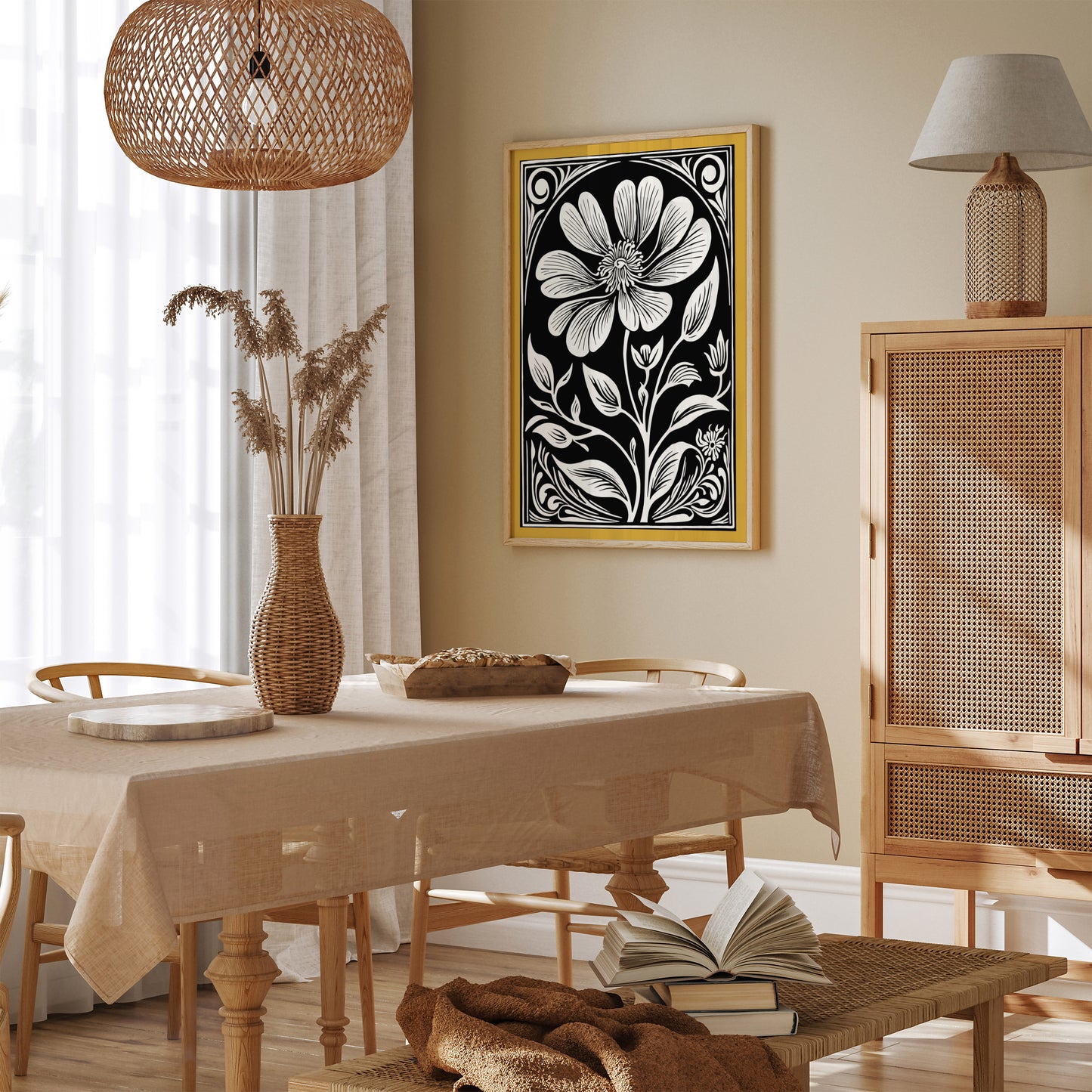 Art Nouveau Elegant Flower Wall Art