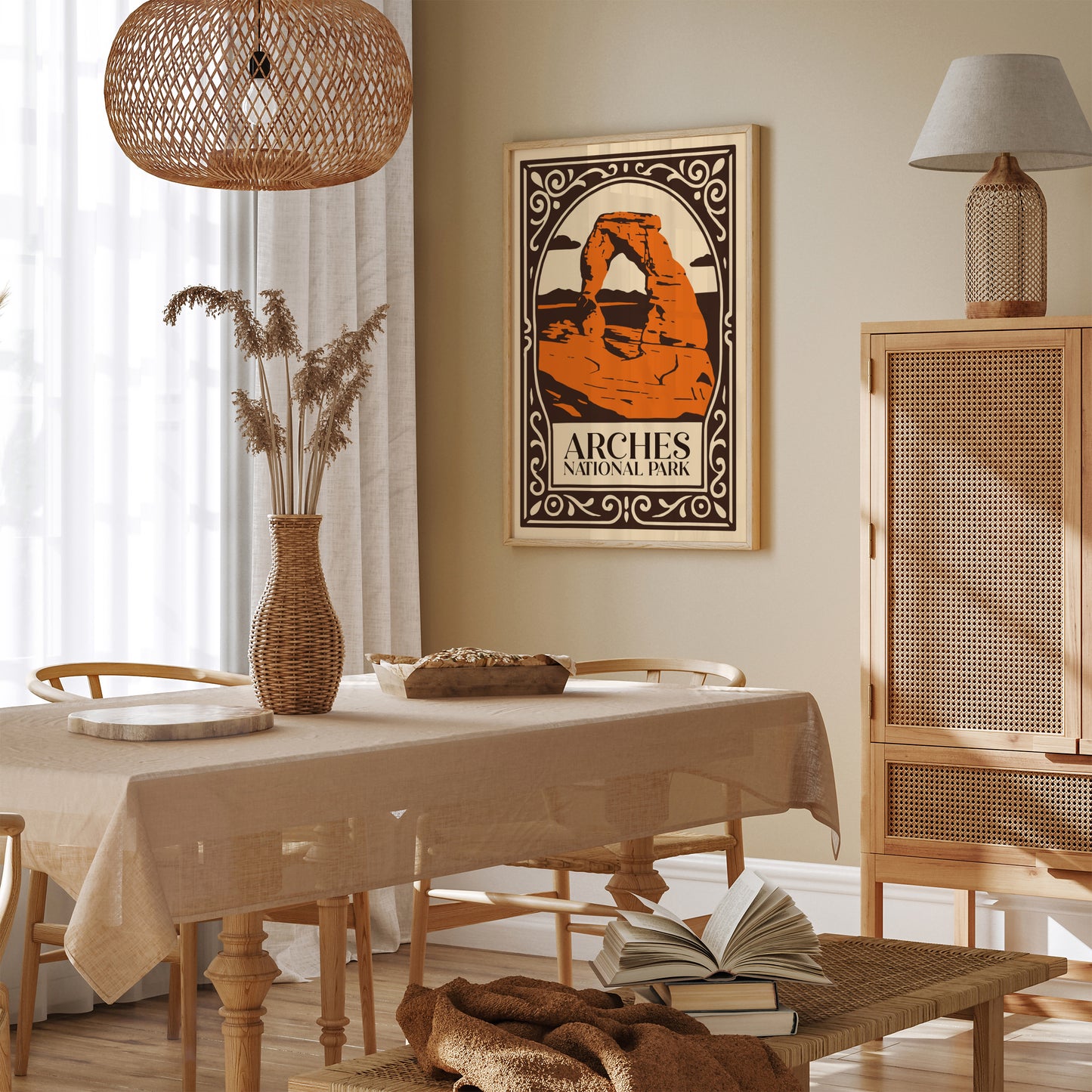 Arches National Park Poster - Brown & Orange Travel USA Art Print
