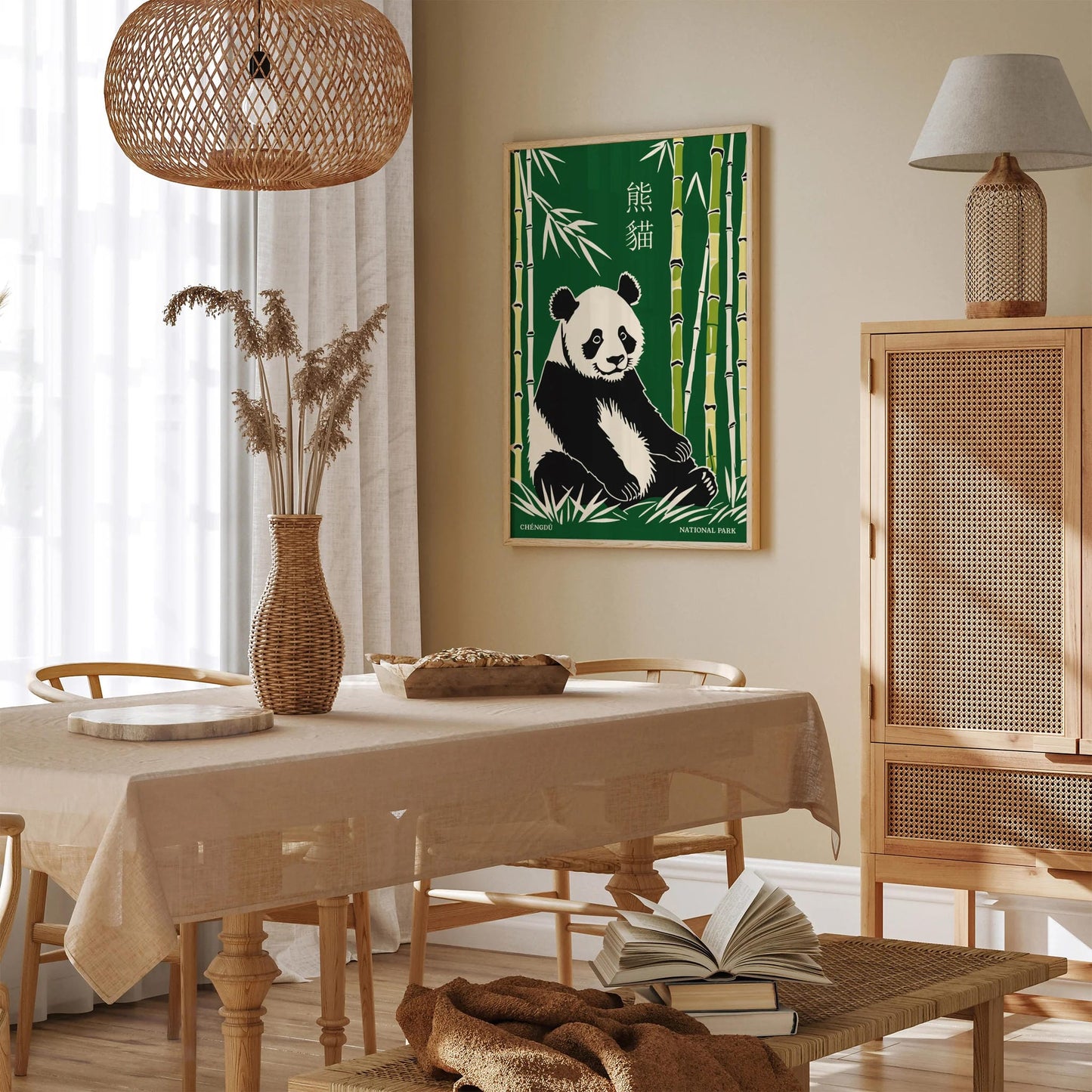 Chengdu National Park Travel Print - Green Panda Poster