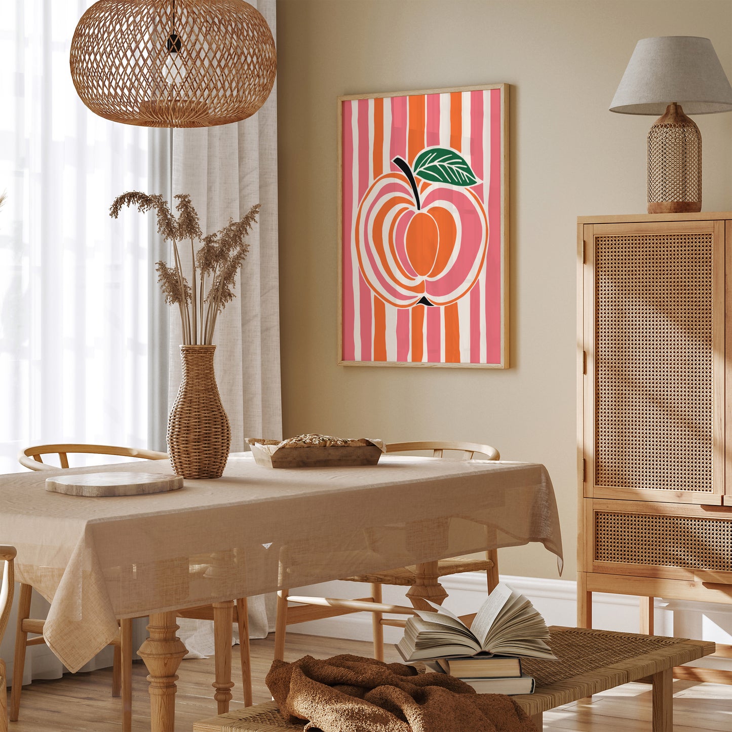 Retro Pink Apple Kitchen Art Print