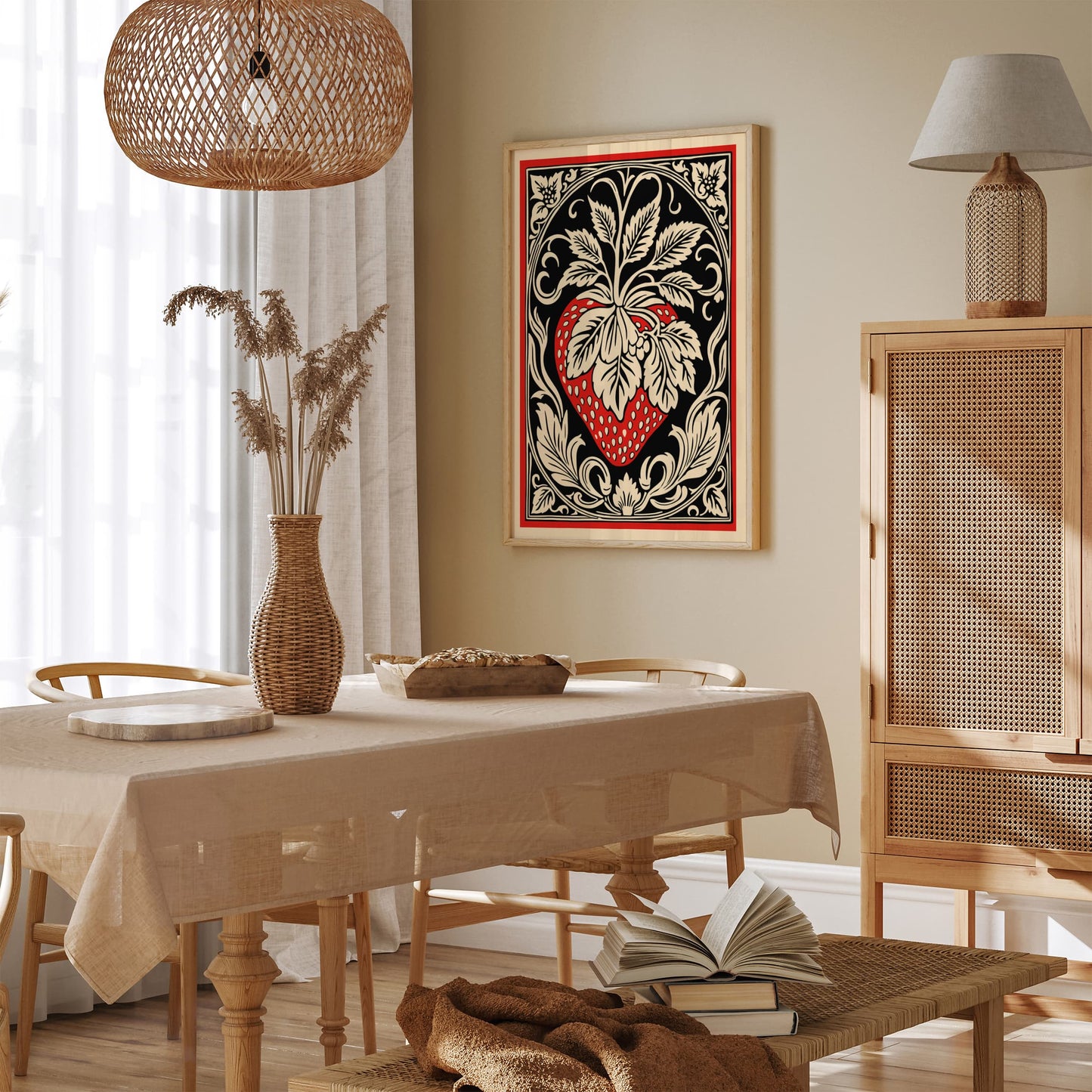 Big Red Strawberry in Rococo Style Poster